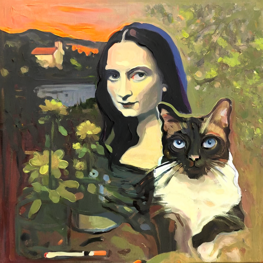 artmix07 Mona Lisa with cat <lora:artmix07:1>