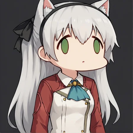 score_9,score_7_up,
fx-face, face_of_the_people_who_sank_all_their_money_into_the_fx_(meme),
cat ears,
zeroelie, grey hair, long hair, green eyes, black hairband, hair ribbon, black ribbon, red shrug top, blue ascot, white dress, yellow belt, skirt, thighs,
medium breasts,
black background,
score_8_up,score_6_up,
<lora:elie-pdxl-nvwls-v2:1> <lora:_sdxl-fxface-pony:1>