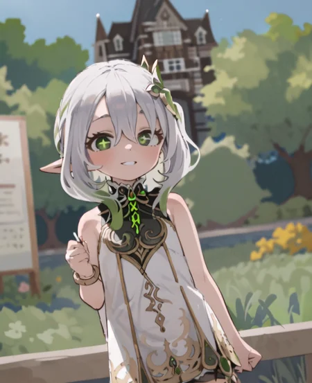 masterpiece, best quality, sketch, flat shading, 1girl, nahida_genshin, cross-shaped pupils, default_dress, standing <lora:YamamotoSouichirou-000049:1> <lora:Nahida:1>