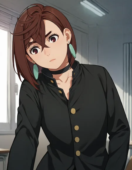 score_9, score_8_up, score_7_up, source_anime, BREAK
1girl, solo, head tilt, confused, 
momo ayase, brown hair, short hair, hair between eyes, asymmetrical bangs, brown eyes, earrings, black choker,
alt school uniform, black blazer, long sleeves, black pants,
<lora:momo_ayase_anime_v3-soralz:1>