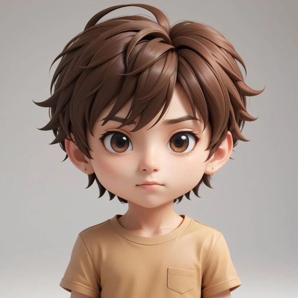 Portrait of a young man, chibi, super deformed, 20yo, Photorealistic simple volumetric light background, ColorART, CGI