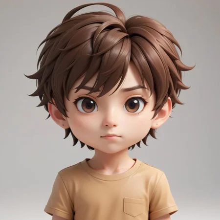 Portrait of a young man, chibi, super deformed, 20yo, Photorealistic simple volumetric light background, ColorART, CGI