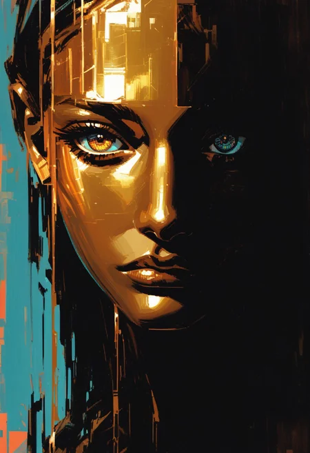 score_9, score_8_up, score_7_up, score_6_up, detailed calligraphy. afuturistic fantasy art of a robot-maori-girl modeling, technoid, alluring composition. perfect Pixel_eyes, virtual organic background, eyes_focus. abstract composition, dynamic drawing angle, fluid organic elements, intricate details, colorful drawn in copper, gold, and black on nearly black cardboard. (((extremely clean))) perfectly saturated colors