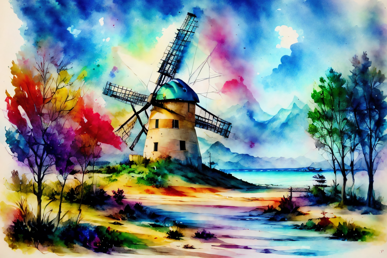 EdobAquarel painting windmill (((masterpiece))) <lora:EdobAquarel_v1.0:1.0>