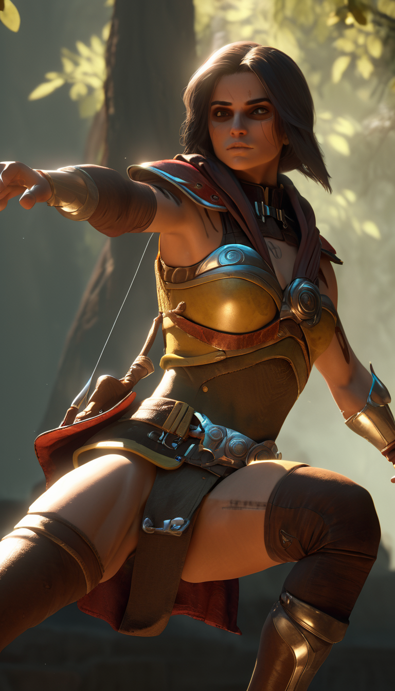 Cinematic scene, hero view, d4r rogue <lora:diablo_4_rogue_v0.0.3:1>, action pose, nature, detailed background, masterpiece, best quality, high quality, absurdres, Photorealistic, Hyperrealistic, Hyperdetailed, analog style, detailed skin, matte skin, soft lighting, subsurface scattering, realistic, heavy shadow, masterpiece, best quality, ultra realistic, 8k, golden ratio, Intricate, High Detail, film photography, soft focus