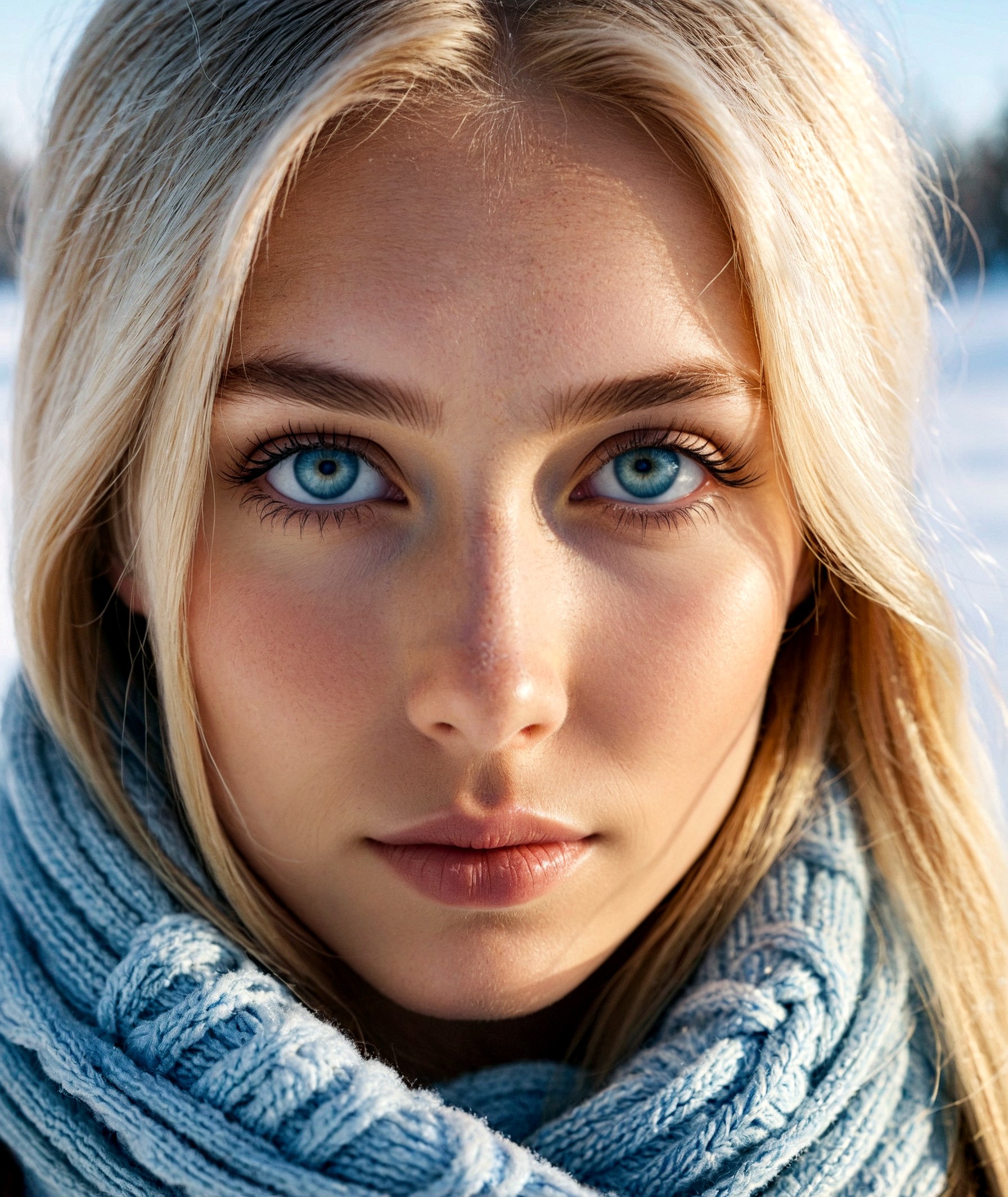cinematic photo Close-up of an 18 year old blonde Swedish woman in a sunlight winter snow scenes,surreal film,(sarcastic smile:0.7),hyperrealistic mixed media photo of alphabet,perfect facial symmetry,dim volumetric lighting,8k octane beautifully detailed,post - processing,portrait,extremely hyper - detailed,intricate,epic composition,brown eyes,highly detailed eyes,realistic eyes,cinematic lighting,masterpiece,very very detailed,stunning,<lora:add-detail-xl:1.6> 35mm photograph,film,bokeh,professional,4k,highly detailed <lora:lora-sdxl-perfect-eyes:0.6> (light blue eyes) <lora:PerfectEyesXL:0.5> (round Iris)