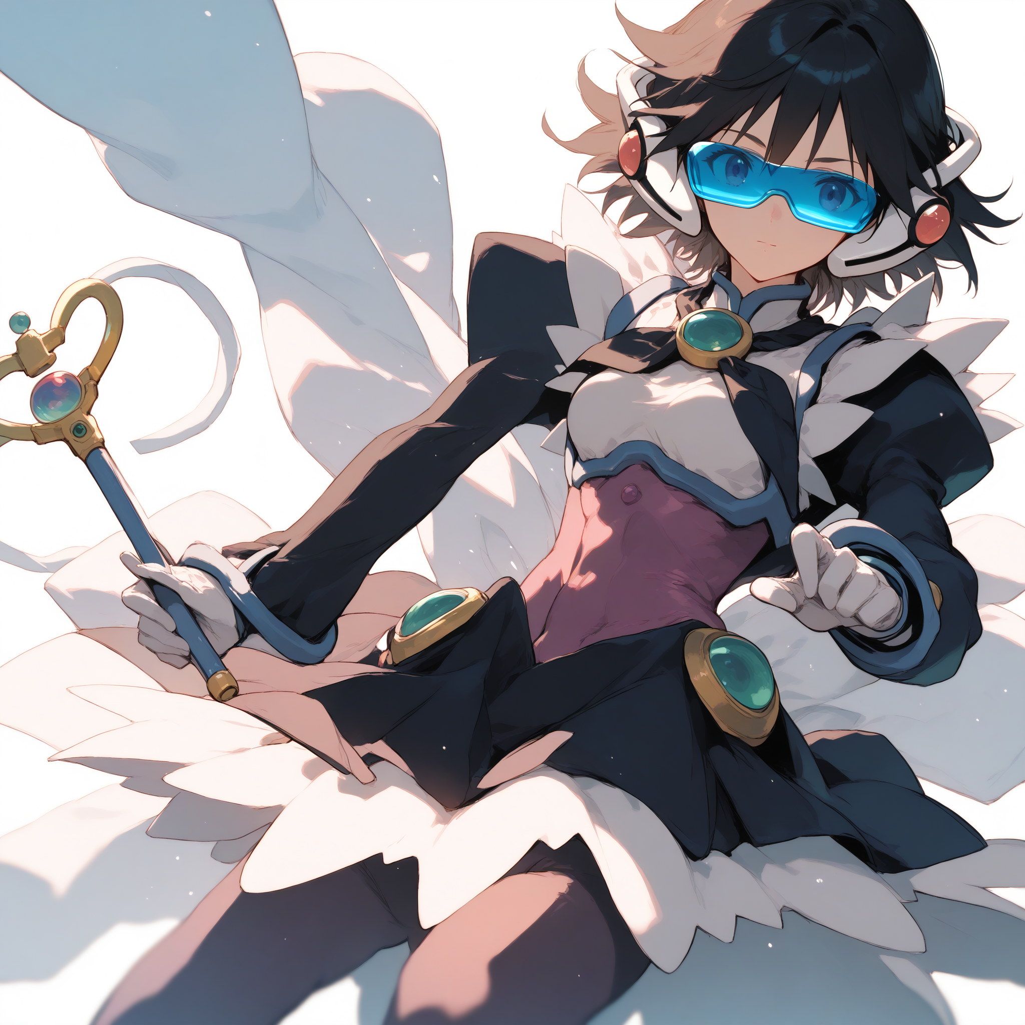 (score_9:1.2), score_8_up, score_7_up, source_anime , best quality,<lora:corrector ai-pony-01:1>, corrector ai, fairy element suit, 1girl, solo, gloves, magical girl, eyewear