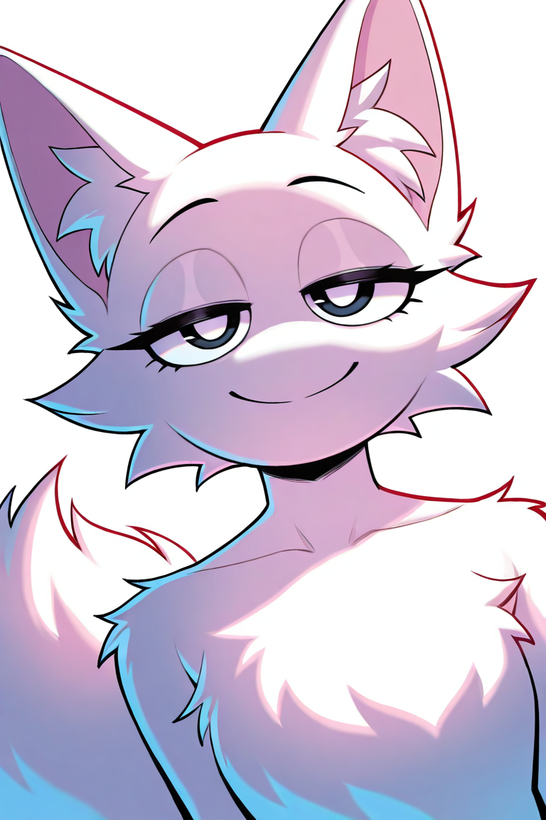 masterpiece, best quality, newest, highres,very aesthetic, absurdes, detailed eyes, beautiful, perfect eyes , 1girl, furry female,  cat ears, Wenda,
, no_nose, fluffy tail,  white pupils, dynamic angle, smile. half-closed-eyes , upper_body, looking at viewer, simple_background, portrait