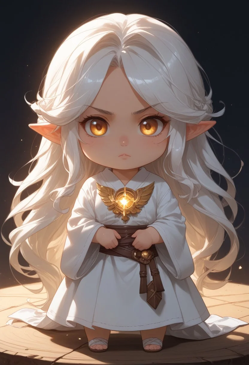 score_9, score_8_up, score_7_up, source_furry, solo, adorable chibi goddess, (flowing hair, long hair, Cosmic_hair:1.4), angry, arms crossed, view from above, goddess dress, (chibi body, sparkling body, pristine body:1.4), (indirect lighting, dynamic lighting:1.4), simple background, chibi art style, (detailed image, high resolution, 5k resolution:1.0), (realistic style, chibi art style, Las Lindas Art Style:1.2)