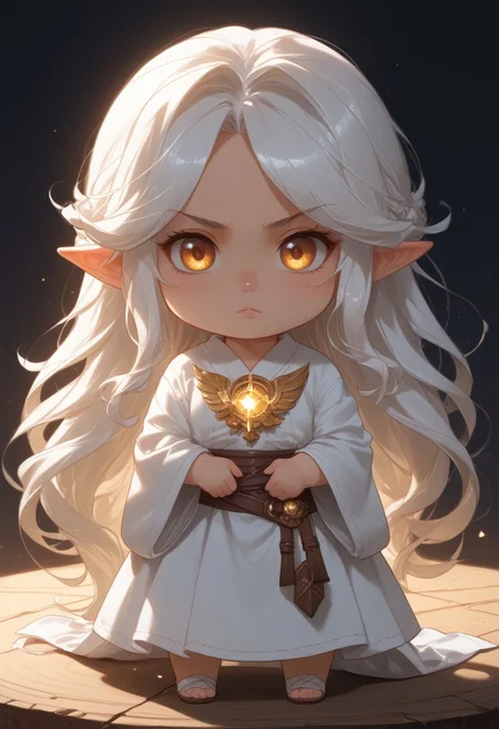 score_9, score_8_up, score_7_up, source_furry, solo, adorable chibi goddess, (flowing hair, long hair, Cosmic_hair:1.4), angry, arms crossed, view from above, goddess dress, (chibi body, sparkling body, pristine body:1.4), (indirect lighting, dynamic lighting:1.4), simple background, chibi art style, (detailed image, high resolution, 5k resolution:1.0), (realistic style, chibi art style, Las Lindas Art Style:1.2)