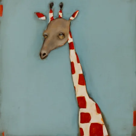 <lora:SDXL_style_by_Michele_Mikesell_Sa_May_v5:1> style by Michele Mikesell, a giraffe blue and red
