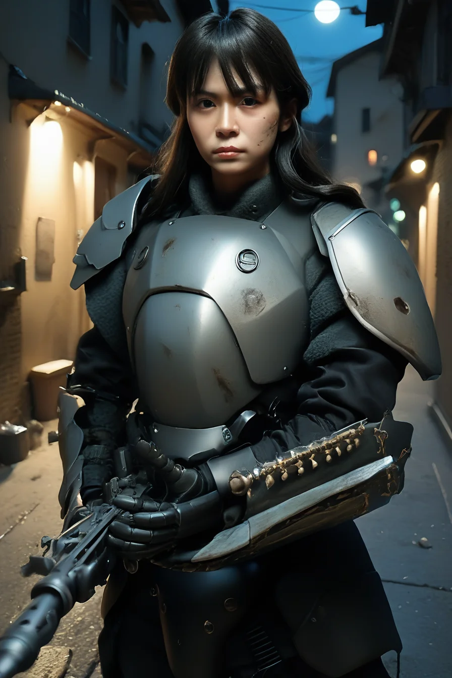 score_9, score_8_up, score_7_up, source_real, realistic, photorealistic, BREAK
KerberosSagaProtectiveGear, 1 girl, long hair, machine gun, <lora:detailed_notrigger:1>, alley, night, low lighting, dark, night, Portrait <lora:zy_Detailed_Backgrounds_v1:1> <lora:BDpony_KerberosSagaProtectiveGear_V1-5460:1>, dirty face, dirty armor
