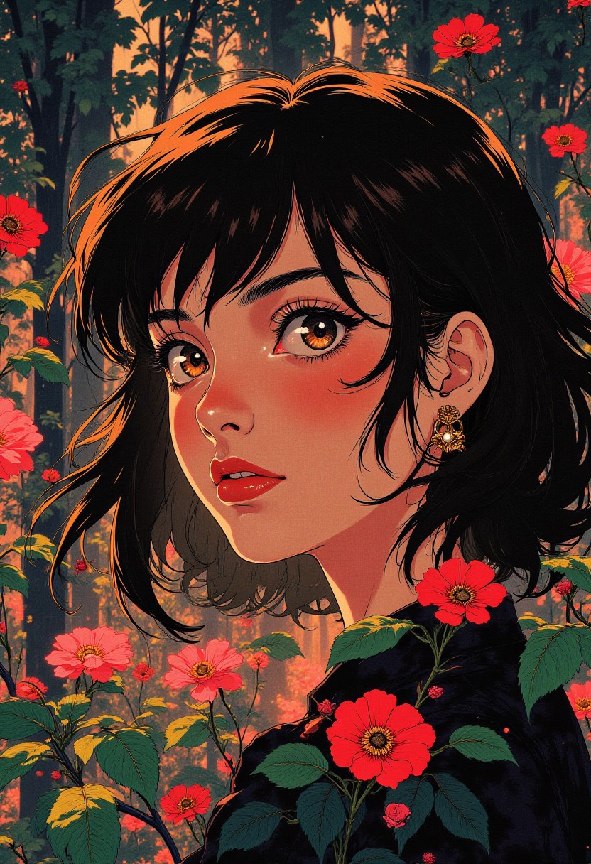 anime art,by Ashley Wood, deep meaningful context backgrounds, closeup young woman,j_art