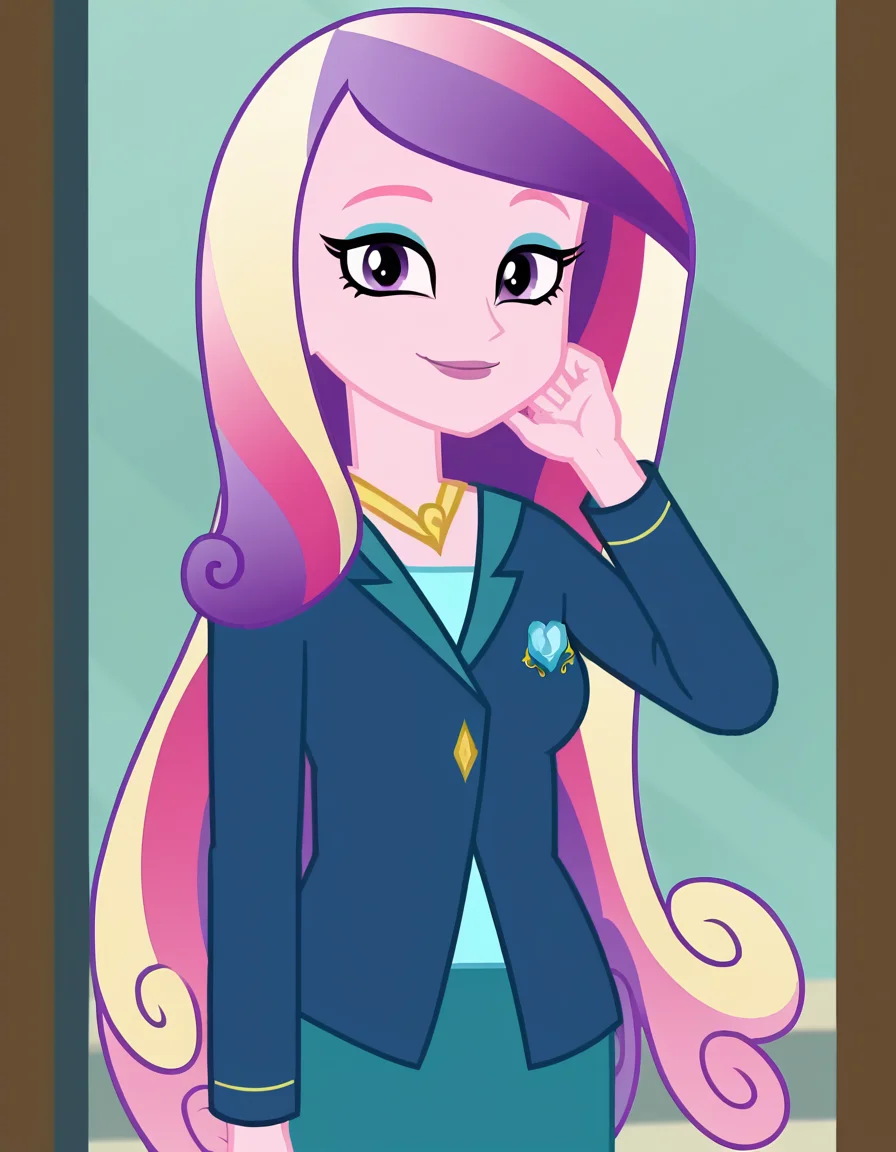 score_9, score_8_up, score_7_up, source_anime, <lora:dean-cadance-movie-ponyxl-lora-nochekaiser:1>, cadance, long hair, very long hair, purple eyes, pink hair, purple hair, multicolored hair, two-tone hair, eyelashes, makeup, eyeshadow, skirt, formal, suit,, bookstore, browsing shelves, new book smell, finding a favorite, quiet atmosphere, smile, <lora:tucking-hair-ponyxl-lora-nochekaiser:1>, tucking hair, adjusting hair, hand on own hair, hair behind ear,, looking at viewer, solo,, dutch angle, cowboy shot