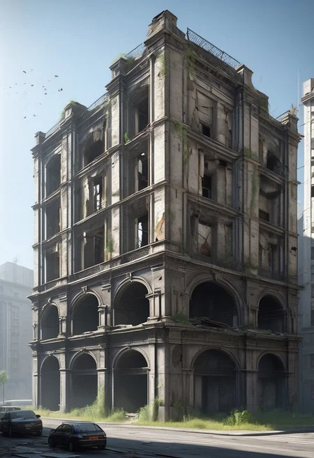 (photorealistic), city ruin, cf_style, (masterpiece), score_9