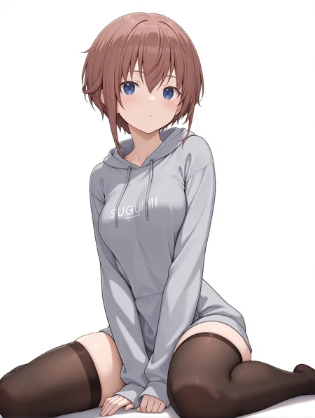 masterpiece,best quality,newest,
1girl,solo,
<lora:sugumi_ilxl_v1.5:1>,sugumi,brown hair,blue eyes,gray hoody,sleeves past wrists,black_thighhighs,
<lora:Fixhands_anime_bdsqlsz_V1:1>,
wariza,white_background,simple_background,