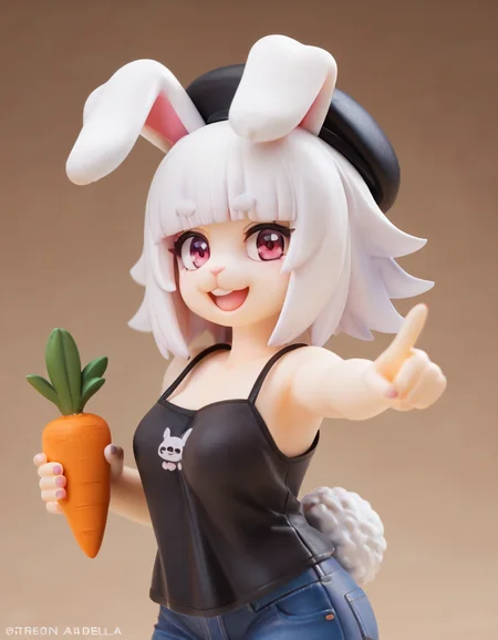 score_9, score_8_up, score_7_up, (Lornalla,1girl,solo,furry female,rabbit girl,rabbit ears,rabbit tail,white hair,blunt bangs,pink eyes),idea, happy, jeans, black camisole, black beret, holding a carrot, pointing upwards
<lora:Lornalla_v01_PDXL:0.8>,<lora:add-detail-xl:2>, detailed face