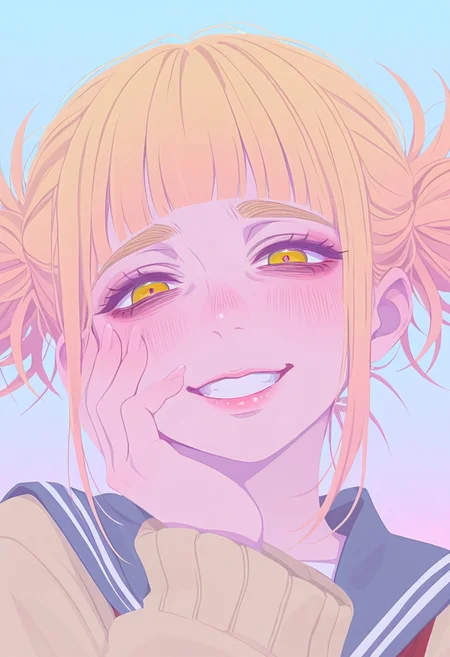 cute, mature, face closeup,
yandere, himiko toga,
looking at viewer,

pastel, gradient background, pastel colors,
xxx667_illu, 748cmstyle, no lineart, flat color,