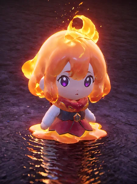 palworld-flambelle, <lora:palworld_flambelle_xl_lora_v3:0.55>, chibi,
1girl, (solo:1.1), anzhcdreamwave, aesthetic, 8k unreal engine photorealism, ethereal lighting, purple, nighttime, darkness, surreal art, fantasy, glowing, Combine vibrant splashes of red, blue, yellow, and green, with swirling motions and color leaks to create an explosive and chaotic effect, broken glass, reflection, elf, jewelry, upper body, (Glitching, glitch:1.2),
