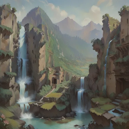 score_9, score_8_up, score_7_up, score_6_up, ultra detailed, landscape, floating islands, waterfalls