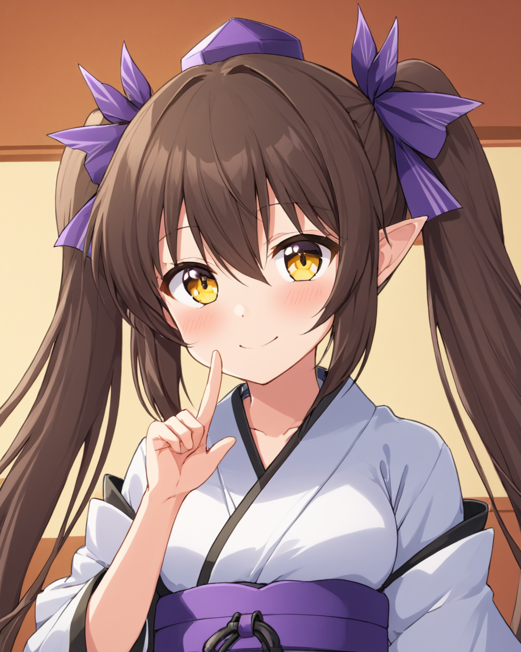 himekaidou hatate,1girl, solo, twintails, kourindou_tengu_costume, feathers, tokin_hat, blush, smile, finger_to_mouth, hair_ribbon, japanese_clothes, obi, upper_body
<lora:himekaidou_hatate_image2639_2023-12-20-000010:1>,star-shaped_pupils,symbol-shaped_pupils,. gorgeous,key visual, vibrant, studio anime,award-winning, professional, highly detailed,high budget, cinemascope