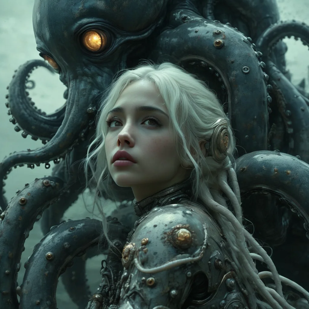 armavena girl in the arms of an octopus, very detailed, cinematic, darkness <lora:armavena:1>