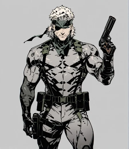 masterpiece,best quality,amazing quality,very aesthetic,absurdres,newest, huge filesize,
<lora:spo_sdxl_10ep_4k-data_lora_webui:0.5>,
<lora:add-detail-xl:1>
metal gear \(series\), soild snake ,metal gear snake,
1boy, short hair, muscular male, holding silenced pistol ,
bandana,
simple pencil sketch, spot color, <lora:Yoji:0.8> yoji_shinkawa,
eyepatch,