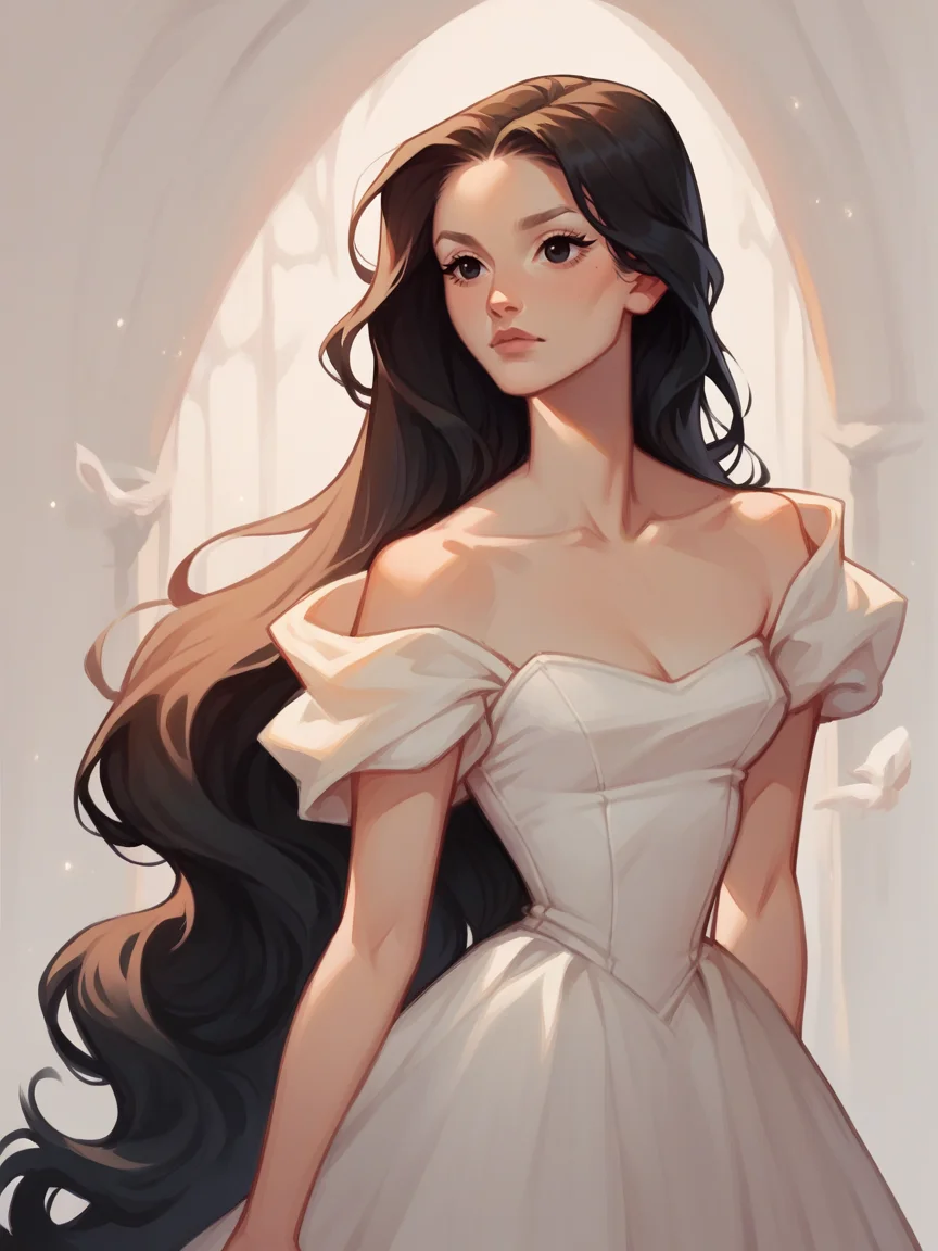 score_9, score_8_up, score_7_up, score_6_up, score_5_up, <lora:t4s14XLP:1> t4s14, black eyes, dress, 1girl, long hair,