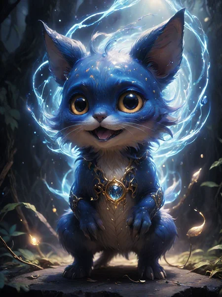 a cute creature, a lot of little details, by ayami kojima, smooth shading, 8k, cinematic composition, octane render, concept art, trending on artstation, digital painting, anime, disney, pixar, 8k, hd, dof, kodak film, volumetric lighting, subsurface scattering, photorealistic, octane <lora:EnvyMagicalXL01:0.8> magical <lora:AetherPunkAIv2:1> aetherpunkai, [prompt] <lora:LCM_LoRA_Weights:0.7>