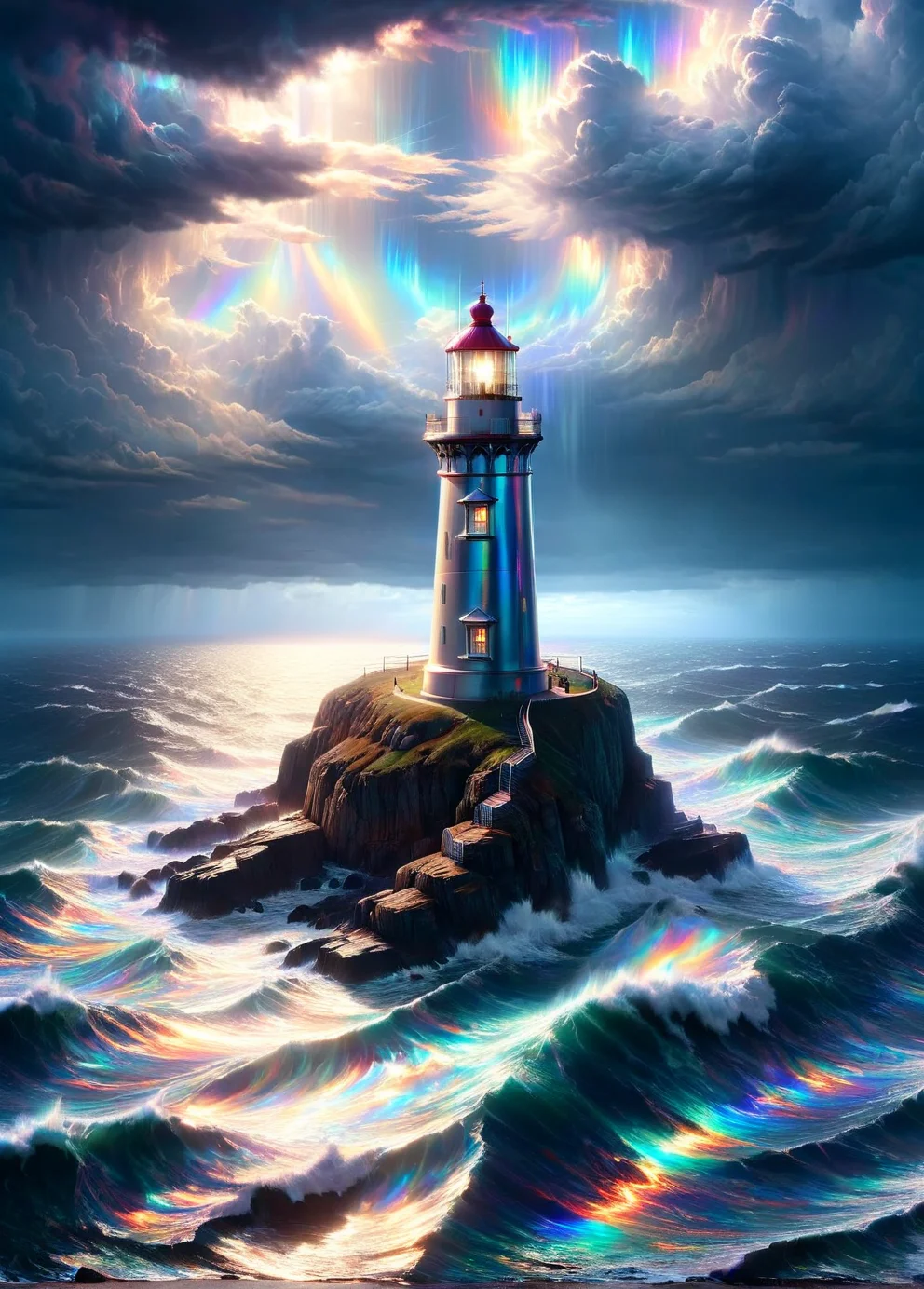 a solitary ais-rdscnt lighthouse on a stormy cliffside <lora:ais-rdscnt-sdxl:1>