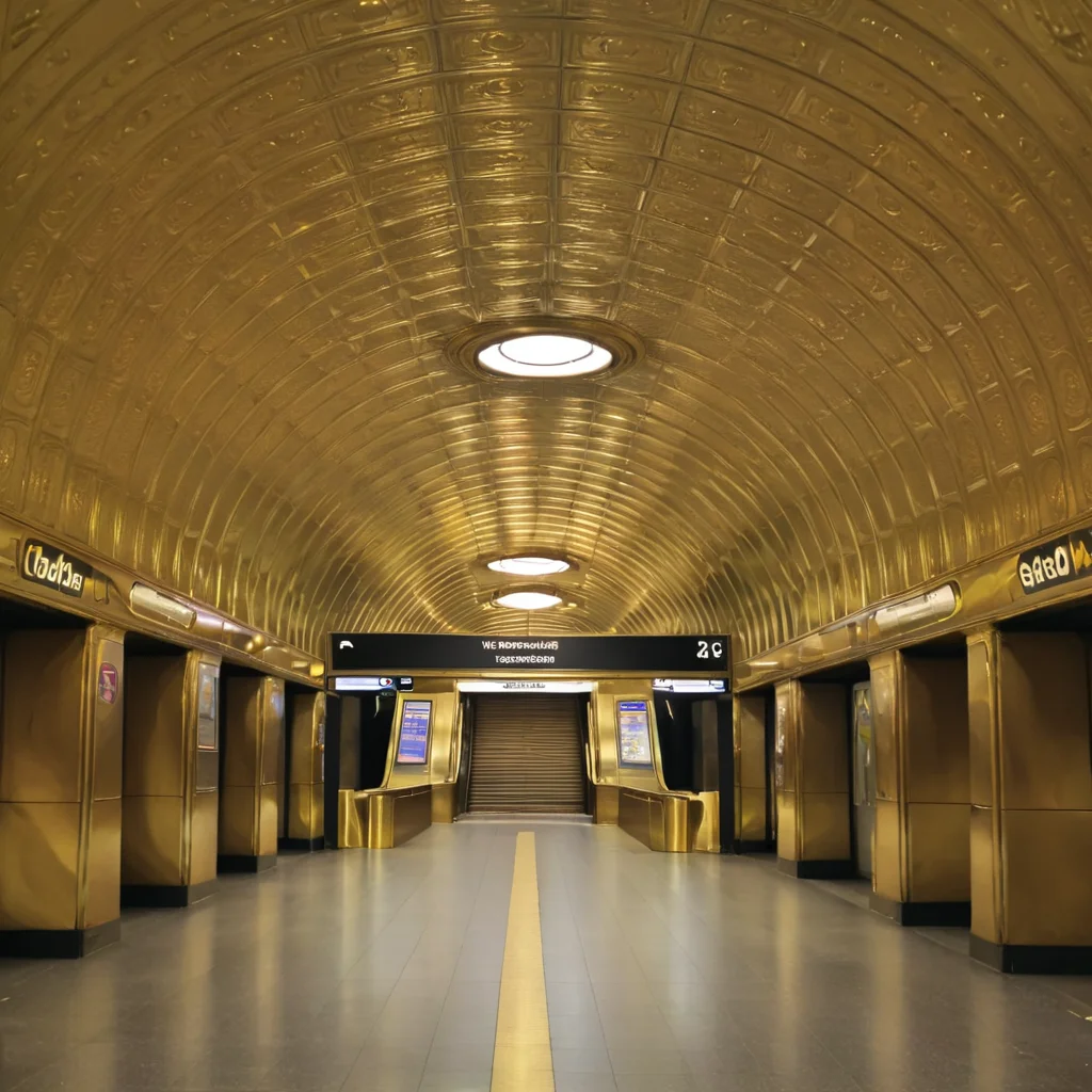 a golden metro station <lora:Metro:1>