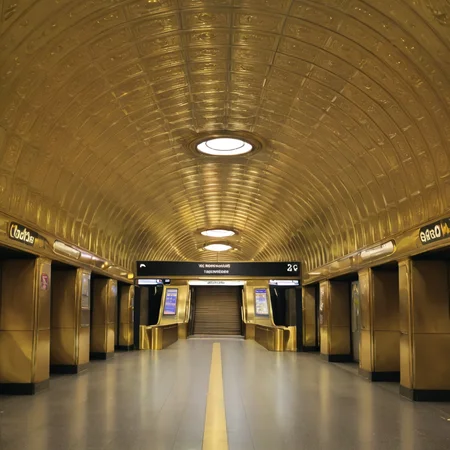 a golden metro station <lora:Metro:1>