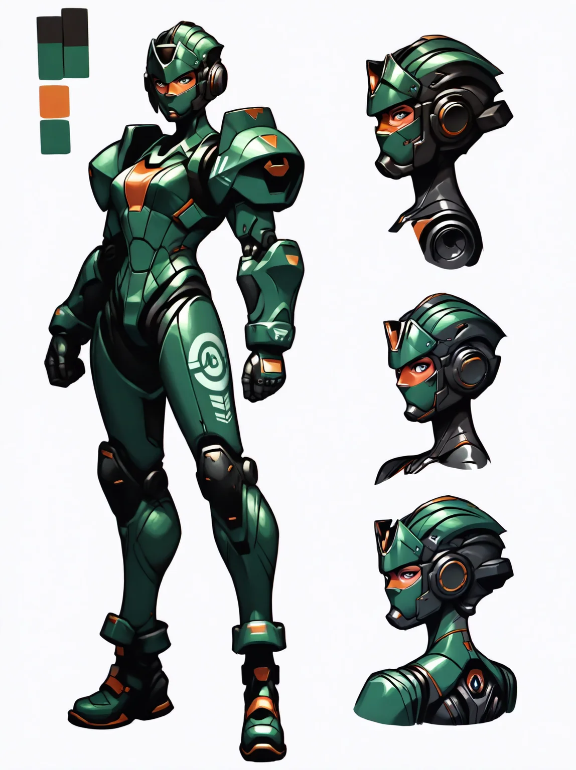 highres, hi res, best quality, masterpiece, intricate details, absurdres, 4k, semi realistic,, CharacterDesignIllustrious, reference sheet, simple white background, color guide, (multiple views), (full body), dynamic pose,
1girl, Android with a laser rifle, mechanical parts, mechanical helmet, multiple clothing ornaments, military clothing,
<lora:CharacterDesignIllustrious_Concept-10V2:0.85>, <lora:2XKO_style-10(IllustrousV2):0.8>, 2XKO