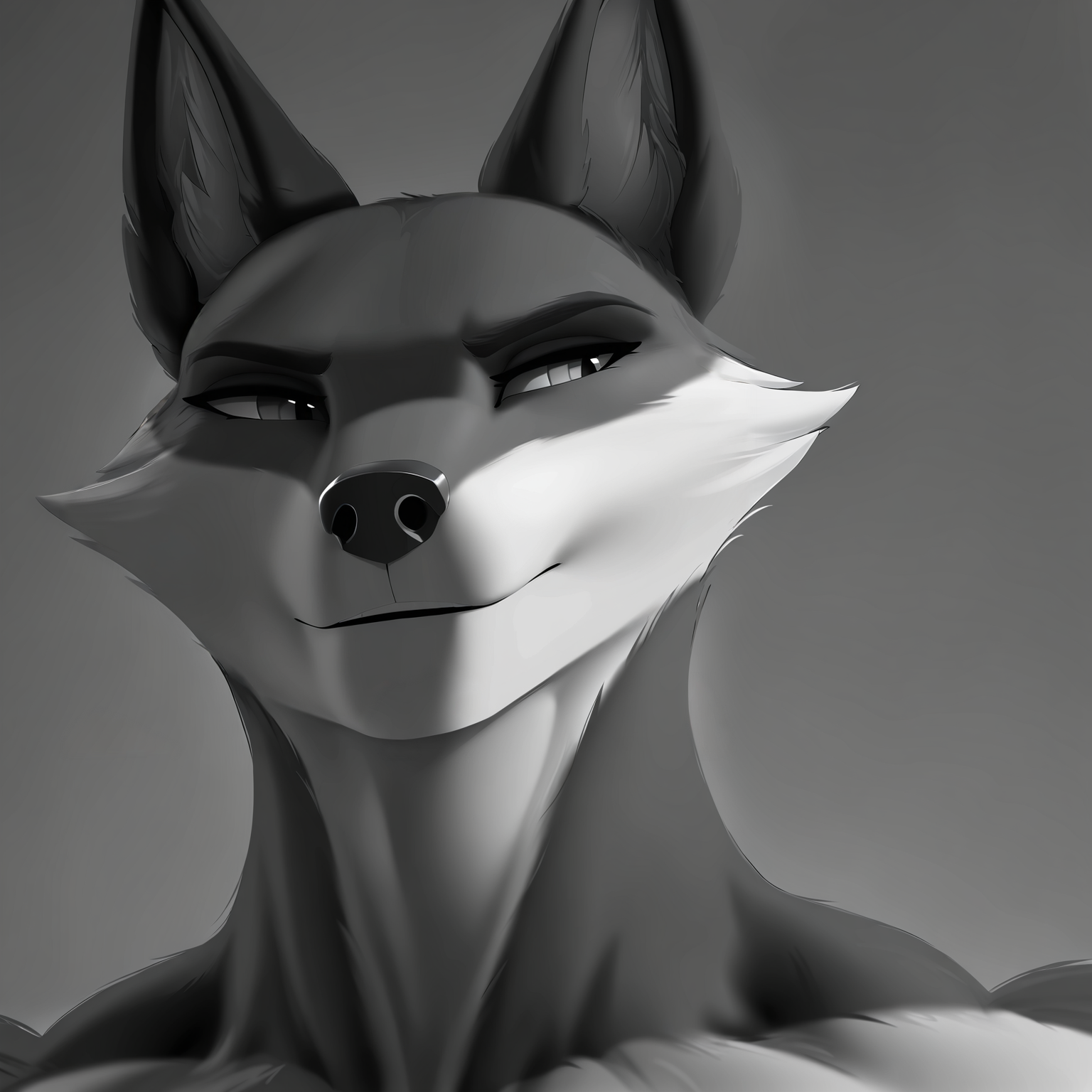 <lora:Gigachad:1> gigachad, black and white, monochrome, close-up, fox girl,, masterpiece, best quality, newest, absurdres, highres, very aesthetic,