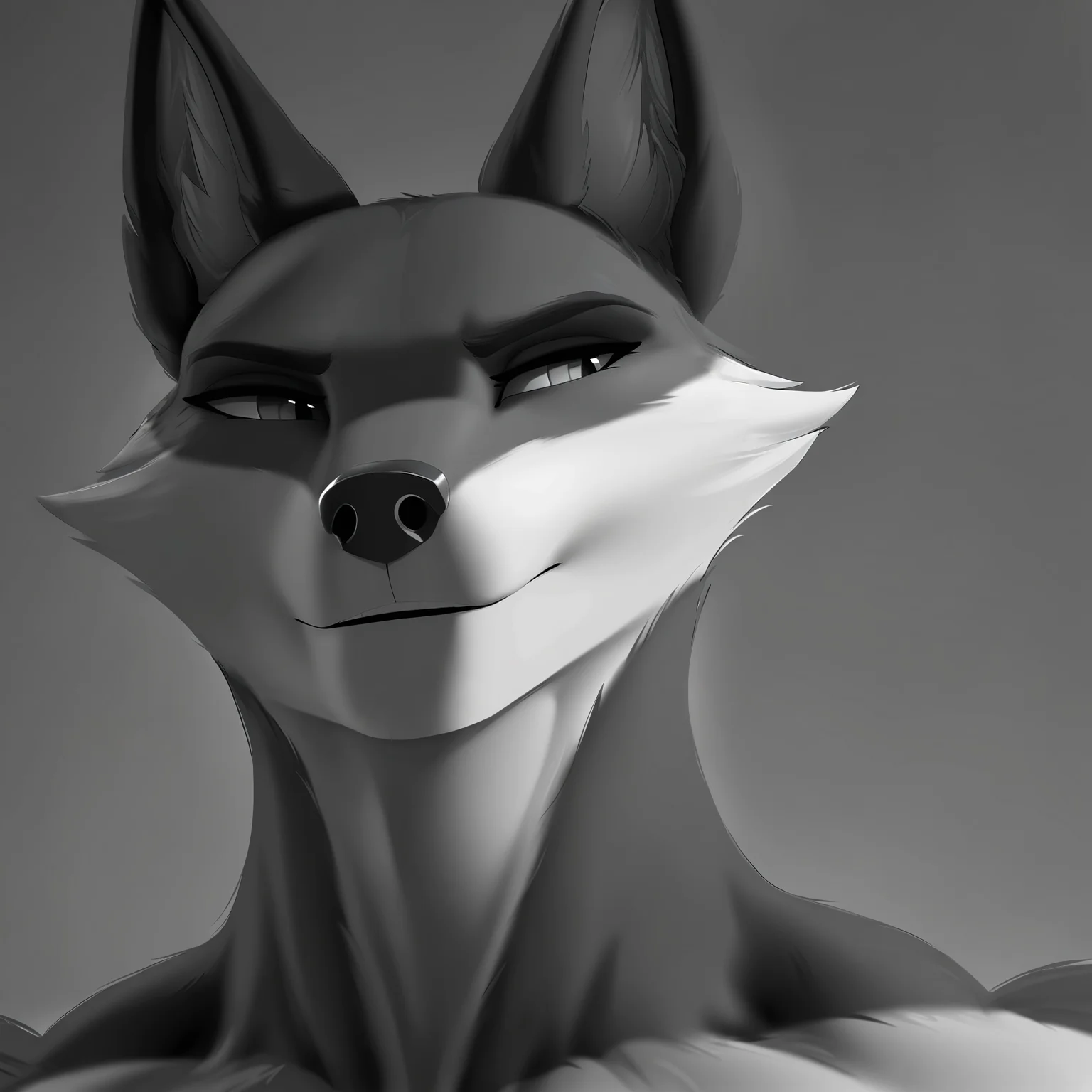 <lora:Gigachad:1> gigachad, black and white, monochrome, close-up, fox girl,, masterpiece, best quality, newest, absurdres, highres, very aesthetic,
