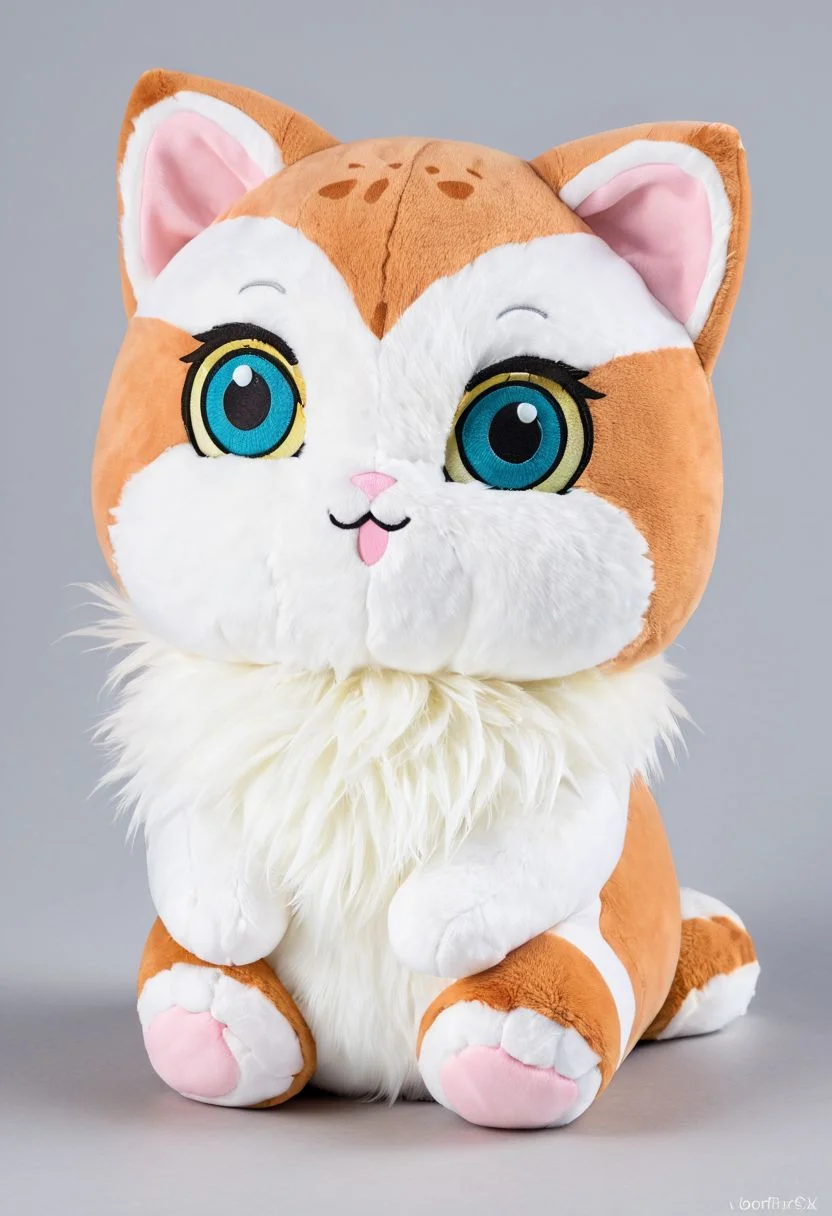 score_9, score_8_up, score_7_up, score_6_up, score_5_up, score_4_up <lora:woafu_plushify_sdxl_v02:1> single, plushify, character stuffed toy, chibi, adorable cat, extremely detailed, realistic, simple background, fluffy, 8k, masterpiece,