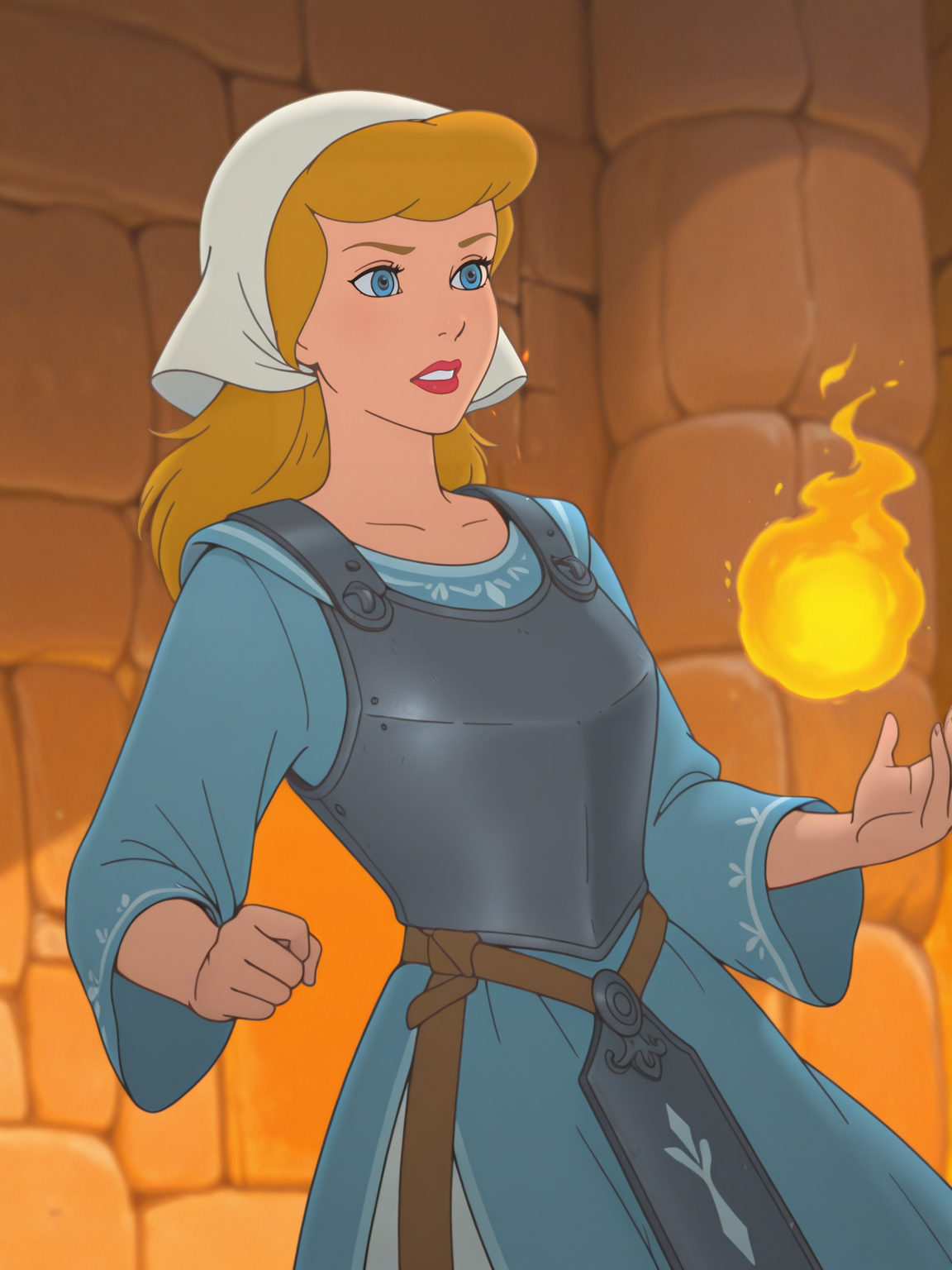 <lora:SinderellaIL:0.7> si_la, 1girl, fair skin, pink lips, blue eyes, golden blonde hair, medium-length hair, bangs,white kerchief,
magic, magic robe, steel armor,glowing liens, fireball, action, glowing background, magic background