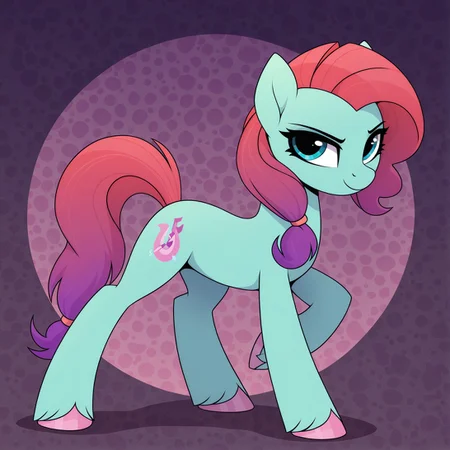resolution, masterpiece, high resolution, (SOLO: 1.2), wild, detailed background,
) ,,solo plain background, , solo,, FIGHTING STANCE, , LOOK AT THE VIEWER, ABSTRACT BACKGROUND, <lora:12Jazz_Hooves:1.0>Jazz Hooves , female, pony, horse, wild, earth pony, hair, , pink hair, , green body, , fur, multi-colored hair, tail, purple hair, , two-tone hair, blue eyes, eyelashes, pink tail, blue tail, green tail, quadruped, green fur, blue fur, raised hoof