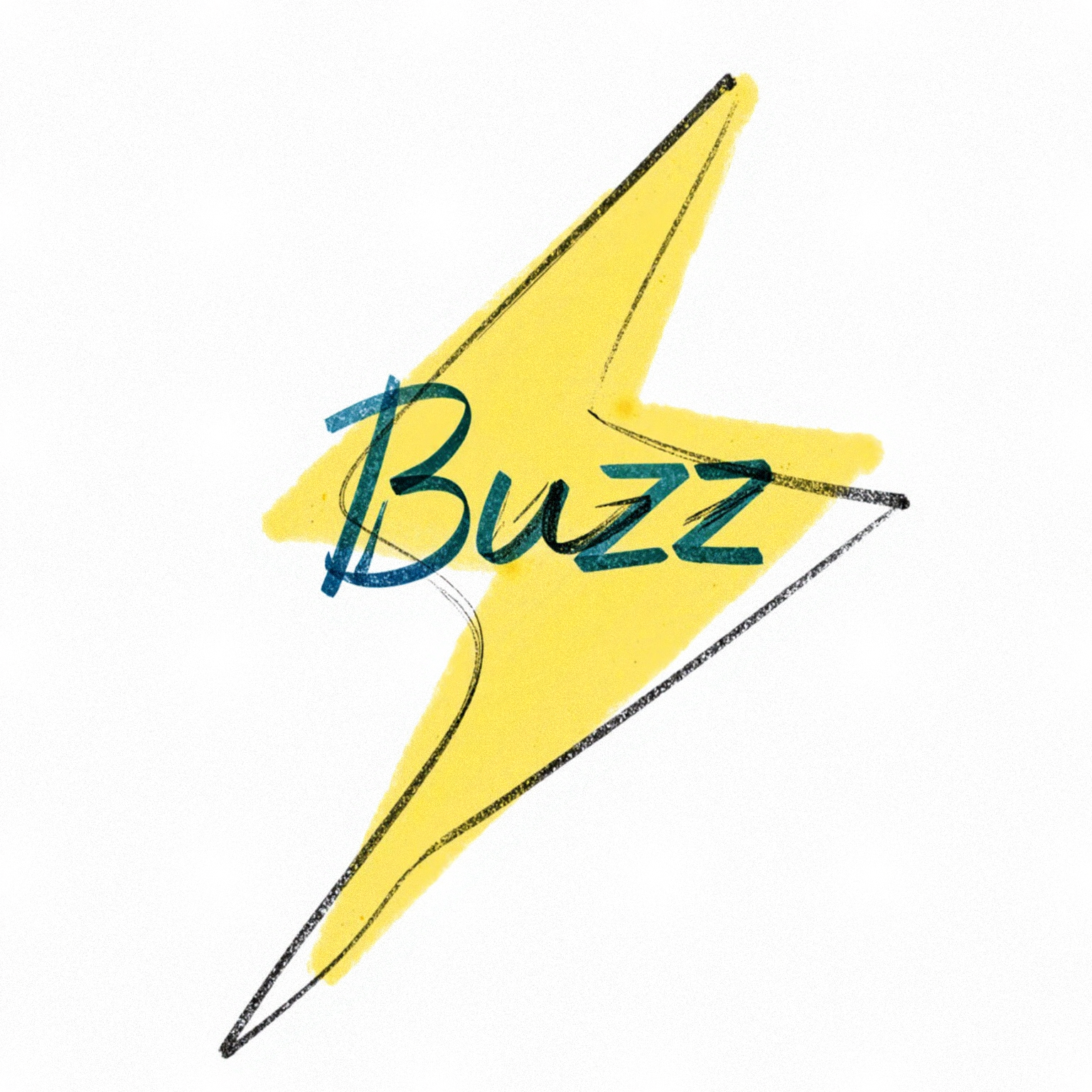 gstdrw, suchbuzzlogo, rough sketch of a bold lightning bolt with the word 'buzz' integrated into the design, hand-drawn lines and subtle shading for a loose and energetic feel, slightly tilted for a dynamic look, the logo is mostly yellow with hints of blue, surrounding lines give a sense of motion and electricity, minimalist and striking, background is plain to focus on the boldness of the 'buzz' symbol, chaotic yet structured, sketch-like, rapid lines, energetic, charged<lora:Flux\Gesture_Drawing_v1_flux_lora gstdrw.safetensors:1.0:1.0> <lora:Flux\BUZZ_LOGO_Flux_Lora SuchBuzzLogo.safetensors:0.75:0.75>