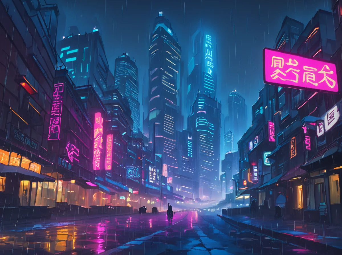 score_9, score_8_up, score_7_up, 
masterpiece,high detail,
 <lora:gits_style:0.8>,
gits95, scenery, neon lights, rain, city, sign, no humans, cityscape, building, outdoors, road