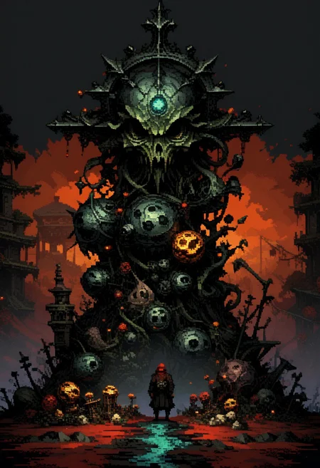 score_9, score_8_up, score_7_up, yamer_pixel_fusion, pixel art, leper portrait, classic art, hyper-detailed, d3p1x3l, pixel art