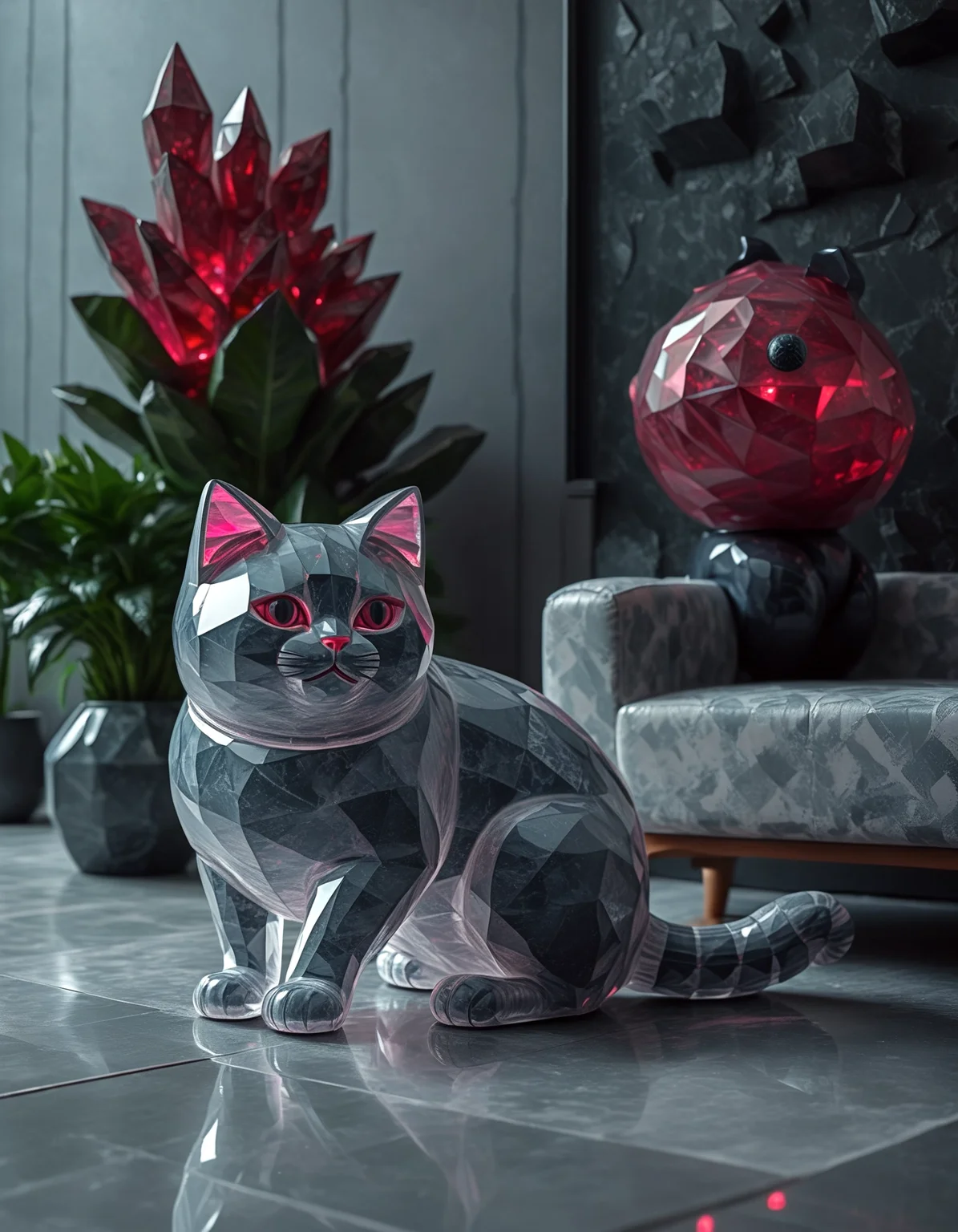 rp_slgd, interior photo of a cute chonky cat sitting on a couch doing cute chonky cat things, living room, interior, couch, potted plants, brutalist design  <lora:zzz_trained\xl_rpr_soulgemmed_v1>