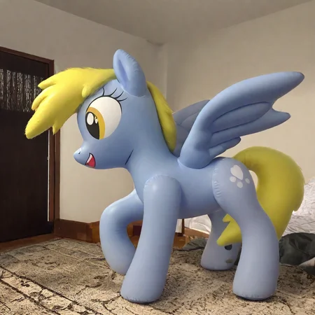 Derpy Hooves, bedroom, pegasus pony, feral, hongyitoy dirlpinf, irl, BREAK solo, posing, BREAK, masterpiece, best quality, amazing quality