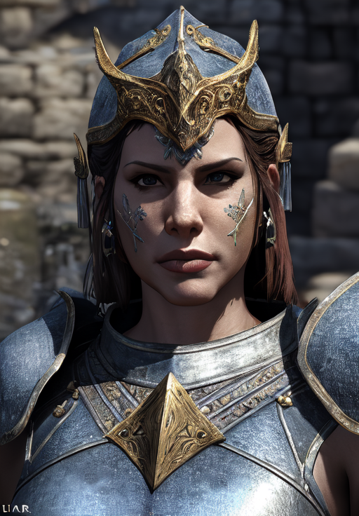 a woman, sfw, <lora:Nord-Female:0.8>, Nord-Female, 1girl, solo, portrait, steel armor, facial mark,, diamond body, (masterpiece, best quality, absurdres, detailed, ultra-detailed:1.3), hot