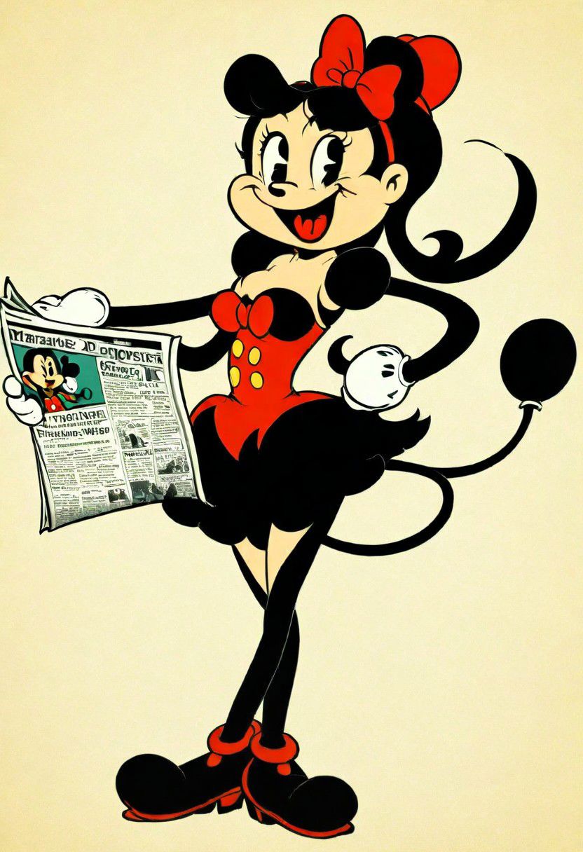(rubber_hose_character:1.1) <lora:RubberHose_Characters_SDXL_v1:1.3>, cartoon, a woman newspaper reporter