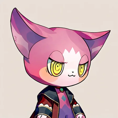 Sharlie \(Obakeidoro\), (no humans), score_9, score_8_up, score_7_up, score_6_up, furry, solo, solo focus, pink and purple fur body, 3 head-tall, rating_safe