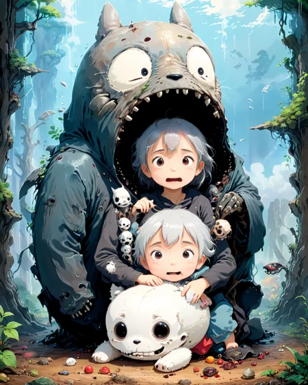 a cutest death, by Hayao Miyazaki, <lora:xl_more_art-full_v1:1.0> , <lora:Surreal Harmony:1.0>