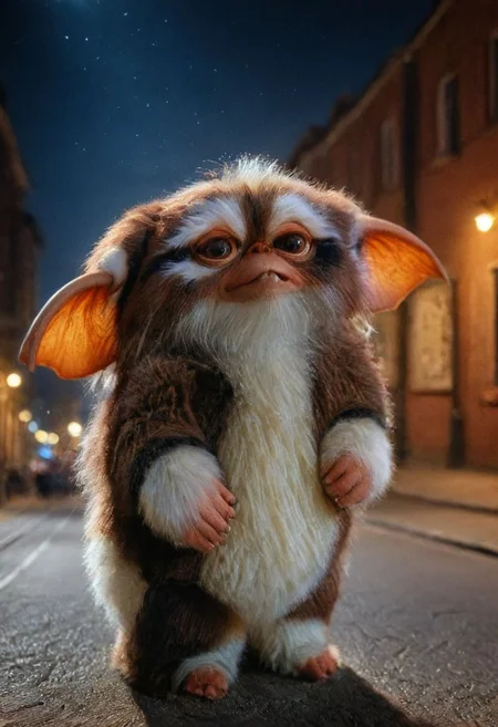 XMogwaix,(XLennyx:1.3) , amazing quality, masterpiece, best quality, hyper detailed, ultra detailed, UHD, perfect anatomy, portrait, hyper-realism, majestic, awesome, inspiring, - portrait in night city street , cinematic composition, soft shadows, national geographic style,