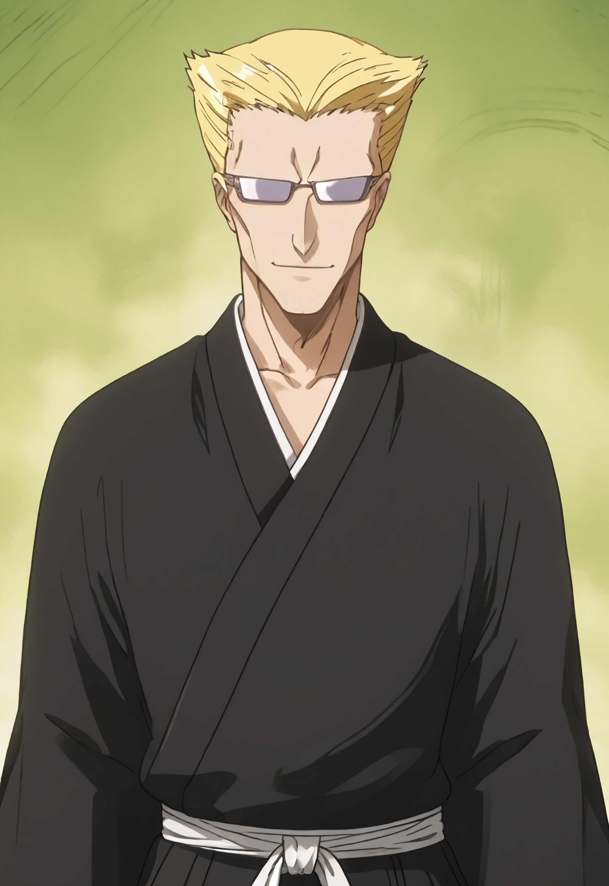 safe_pos, safe_pos, score_9, score_8_up, rating_nsfw, ultra hd, absurdres, best quality, ultra quality, masterpiece, masculine, solo, 1boy, male focus, best anatomy, best eyes, best hands, sexiest man alive, erotic, gay porn, hand with five fingers, mature male, anime screencap

BleachIemura, blonde hair, glasses, Japanese clothes, hands on side, flirty smile, looking at viewer, half body angle, detailed background, Expressiveh