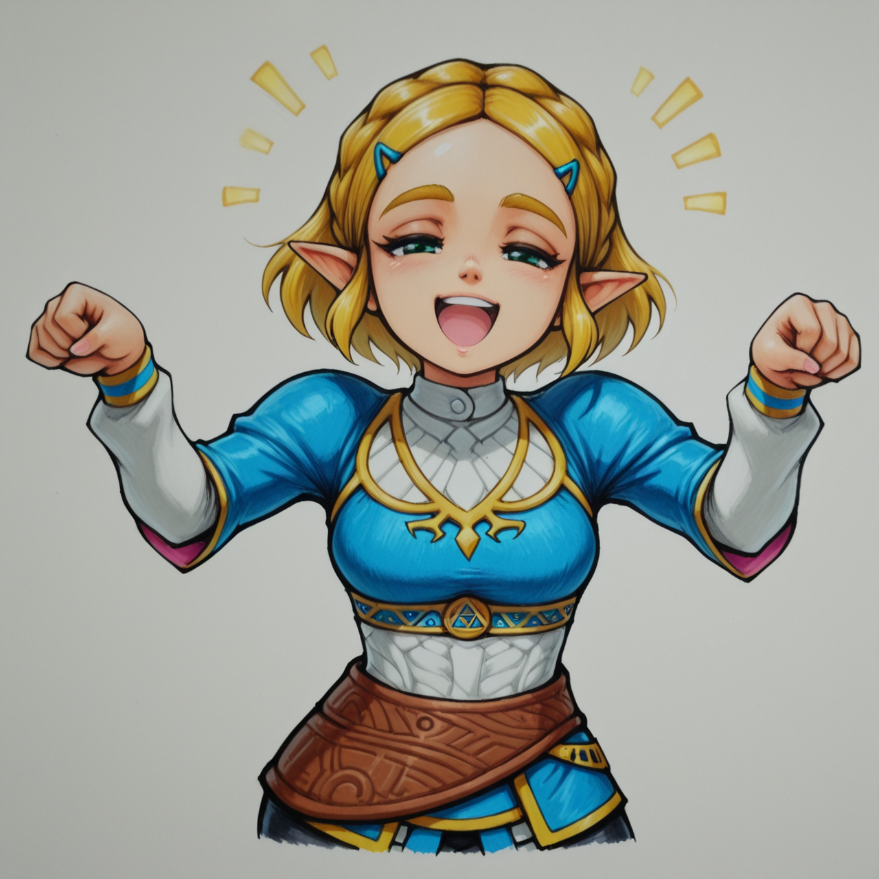 <lora:DarkfireLabs_Colored_Pencil:1> colored pencil \(medium\) traditional media,
1girl, 
princess zelda, the legend of zelda,
official style, 
,
happy ,
excited  pose, 
half-closed eyes,  ,
,
,